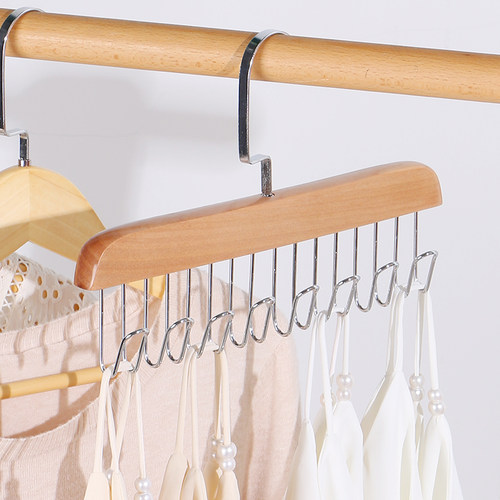 挂内衣吊带衣架围巾收纳家用丝巾帽子实木背心P皮带勾波浪挂钩神