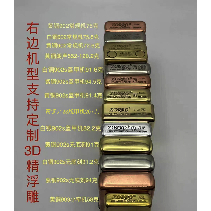 2025新款煤油定制打火机浮雕防风高档紫铜白铜差价充气火机内胆