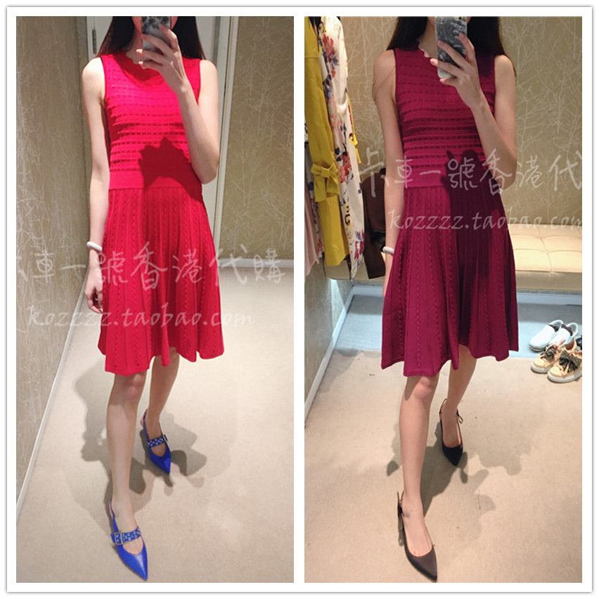 卡車一號香港代購 KAREN MILLEN 18春夏 百褶提花无袖连衣裙