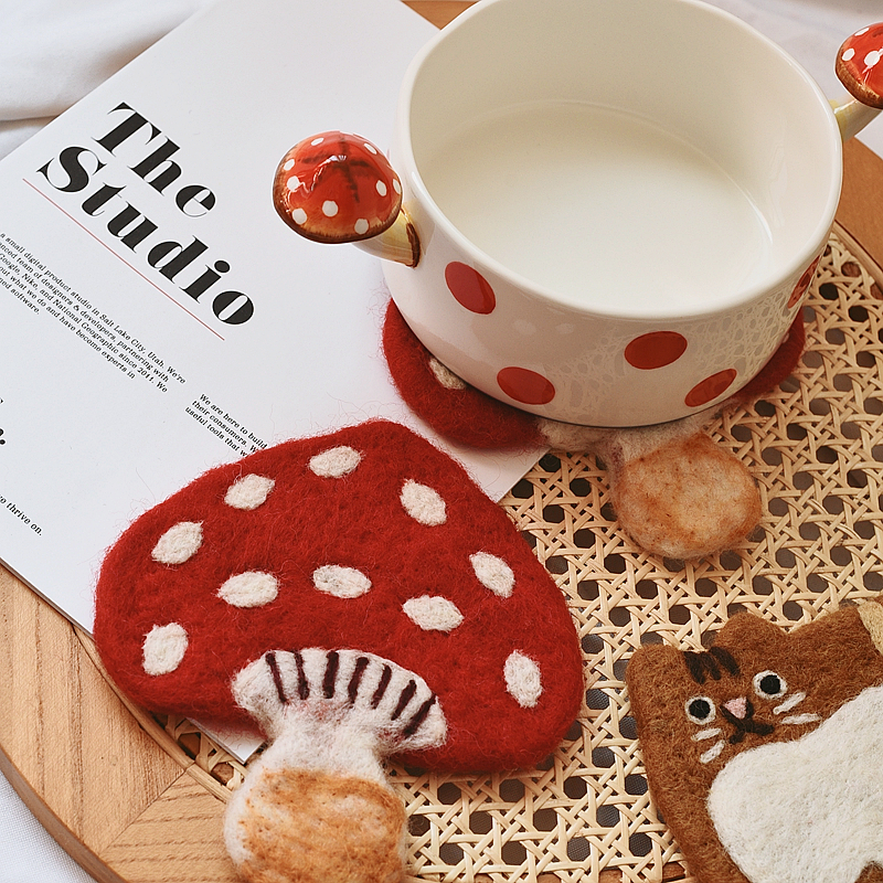手工制作高级羊毛毡杯垫精致可爱