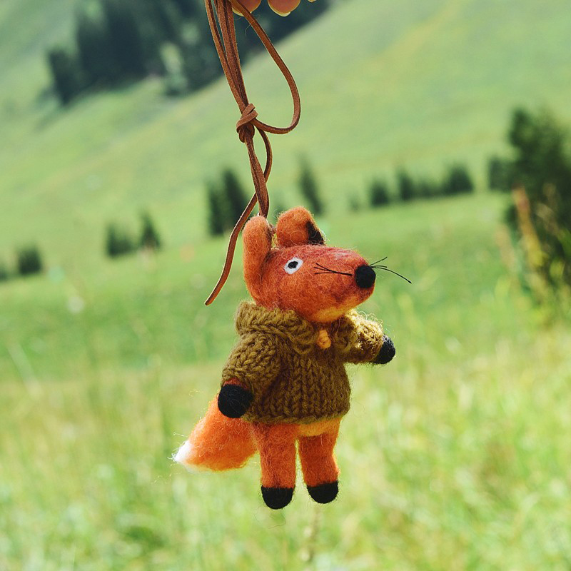 可爱狐狸手工创意卡通玩偶车挂