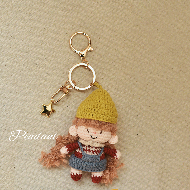 治愈系情侣娃娃挂件毛线钩织成品