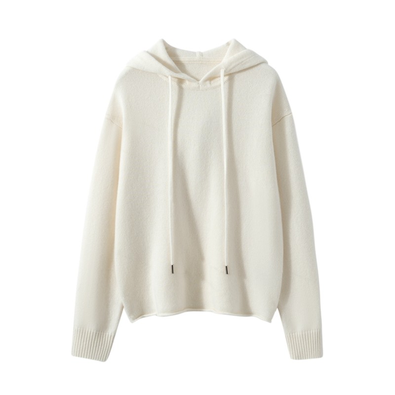 极简风卷边连帽山羊绒衫女宽松加厚保暖针织毛衣外套打底衫,女装/女士精品,羊绒衫,淘宝优惠券,粉丝福利购,淘宝优惠卷