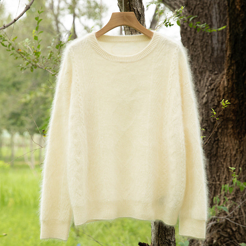 山羊绒衫女圆领宽松加厚长袖针织衫软糯打底衫毛衣套头百搭,女装/女士精品,羊绒衫,淘宝优惠券,粉丝福利购,淘宝优惠卷