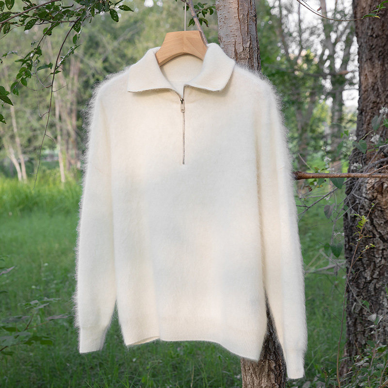 拉绒高领半拉链山羊绒衫女宽松套头针织衫极简风毛衣,女装/女士精品,羊绒衫,淘宝优惠券,粉丝福利购,淘宝优惠卷