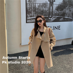 Real price! Korean ins temperament work clothes windbreaker women's middle and long style western style suit collar coat fashion