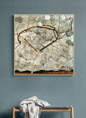 Egon Schiele席勒欧式客厅装饰画壁挂画方形风景挂画墙画抽象油画