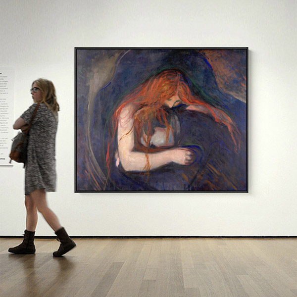 吸血鬼 蒙克Munch油画个性装饰画书房挂画玄关走廊墙画酒吧壁画