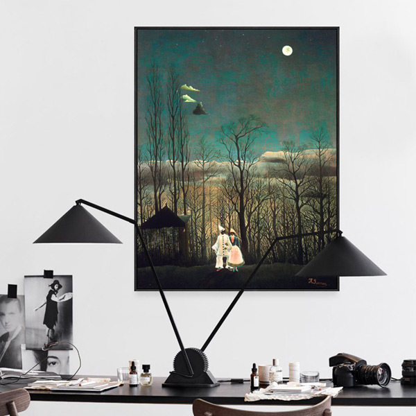 卢梭狂欢节之夜欧式壁画客厅卧室无框画餐厅挂画走廊玄关装饰画竖