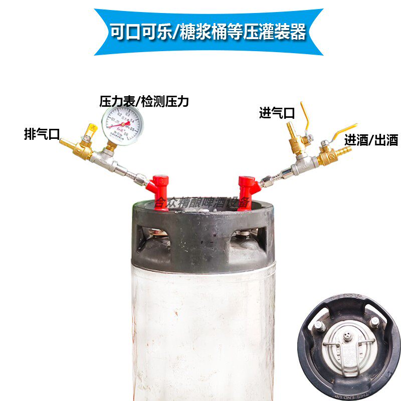 KEG桶可口可乐接头等压灌装器螺纹宝塔头加气出酒工具打酒器套装