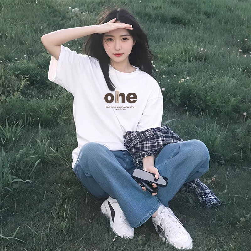 白色短袖t恤女纯棉2026新款宽松半袖夏季秋冬长袖内搭打底衫上衣