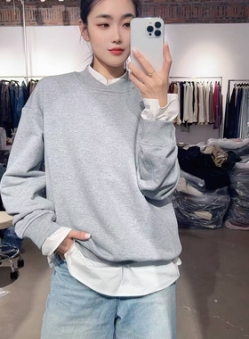 微默契正品K牌KIYUGINA交叉领口显瘦套头卫衣7409