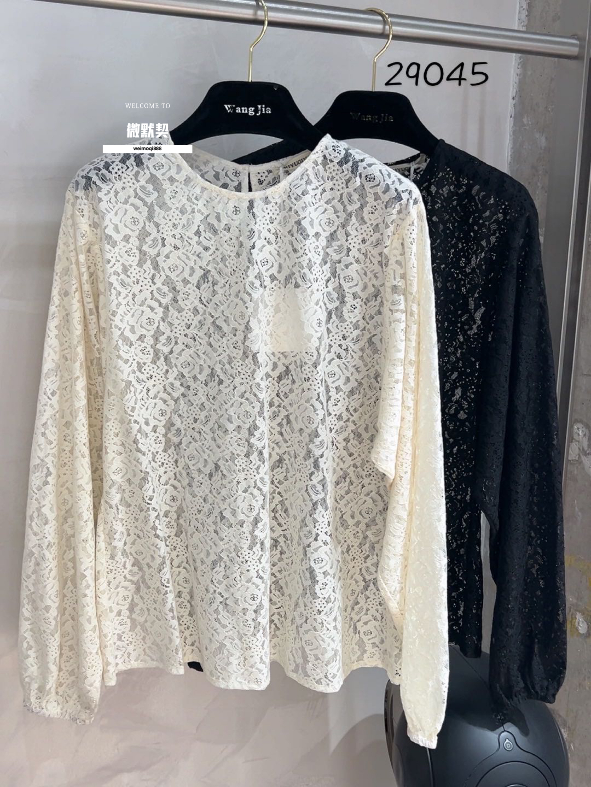 现货微默契正品K牌KIYUGINA全蕾丝圆领长袖衬衣29045