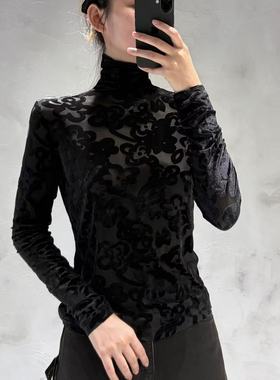 微默契正品KIYUGINA女人味丝绒圆领高领百搭修身上衣打底裤25282