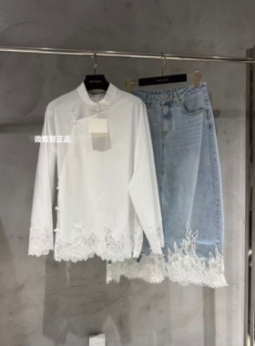 微默契正品K牌KIYUGINA盘扣蕾丝长袖衬衣29820