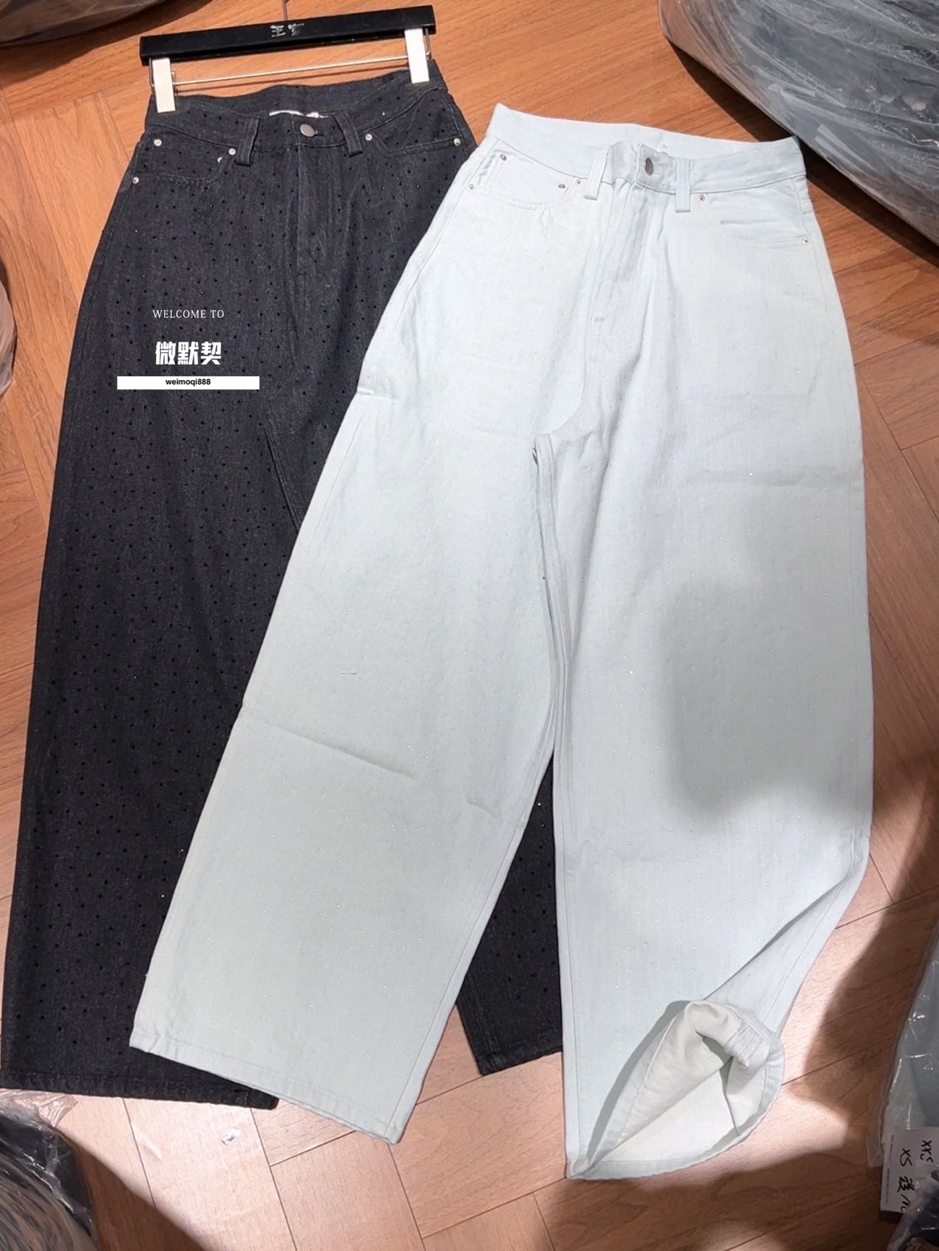 微默契正品K牌KIYUGINA满钻柔软面料宽松牛仔裤休闲裤6195