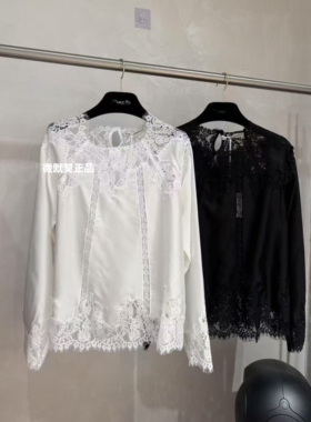 微默契正品K牌KIYUGINA蕾丝拼接真丝长袖衬衣29040