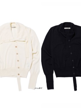 25秋冬Amy韩国代购 mschf ASYMMETRIC COLLAR KNIT斜扣羊毛针织衫