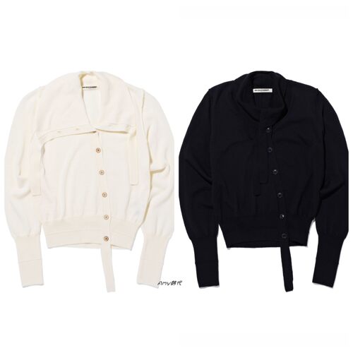 25秋冬Amy韩国代购 mschf ASYMMETRIC COLLAR KNIT斜扣羊毛针织衫