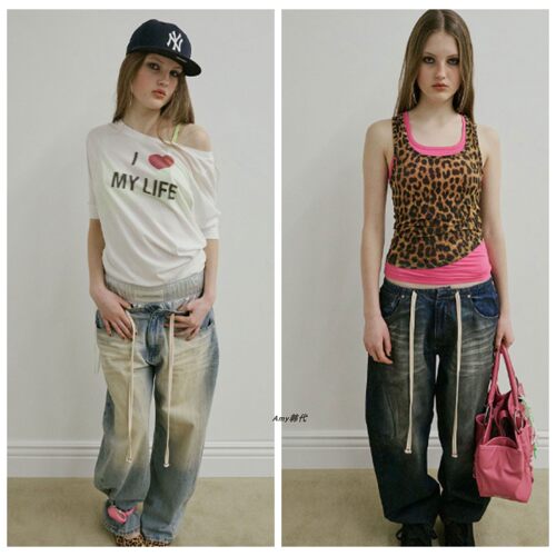 韩国代购SCULPTOR 26夏Brushed Denim Pants宽松低腰渐变牛仔裤