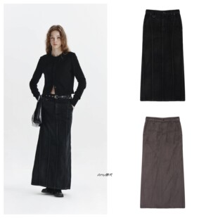 Kim Matin 牛仔半身长裙WAX COATING SKIRT 4折 DENIM Amy韩国代购