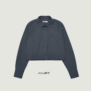 Amy韩国官网代购 GROVE 短款纯棉格子衬衫MAREN CHECK SHIRT