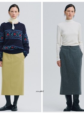 SIENNE韩国直邮25秋冬 Sante Wool Skirt 温暖羊毛半身裙2色