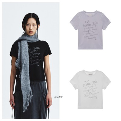 4折Amy韩国代购Matin Kim GLOW PRINTING CROP 发光印花短款T恤