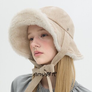 Amy韩国官网代购 25秋冬Brown hat Lily Rose Hat羊毛绒渔夫帽子
