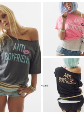 特价 韩国代购SCULPTOR26夏Anti Boyfriend Tee纯棉字母T恤