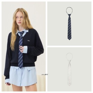 Amy韩国代购GROVE 26春款 LAVEN TIE 甜酷女生条纹领带 2色