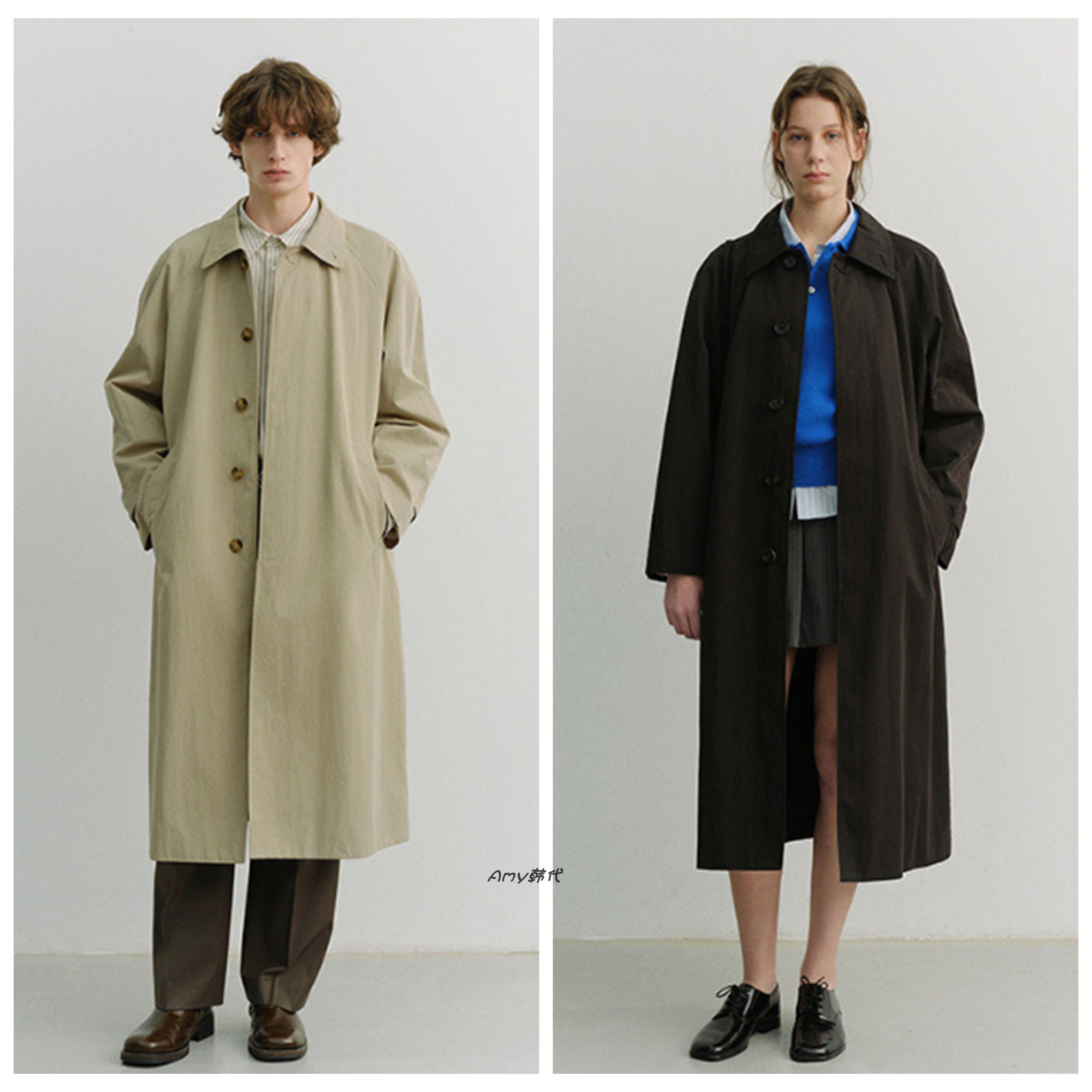 Amy韩国代购26春款DUNST UNISEX REFINED MAC COAT男女款风衣外套