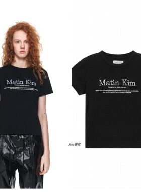 折扣 韩国代购Matin Kim MATIN HERITAGE CROP TOP黑色短袖T恤