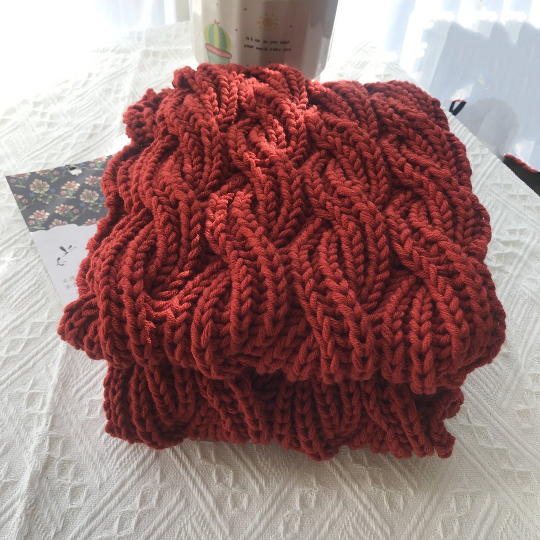 元宝大麻花扭扭糖围巾成品纯手工编织围巾送男女友闺蜜新年礼物冬