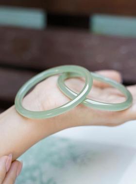 【沧浪】和田玉青玉圆条手镯55-59#