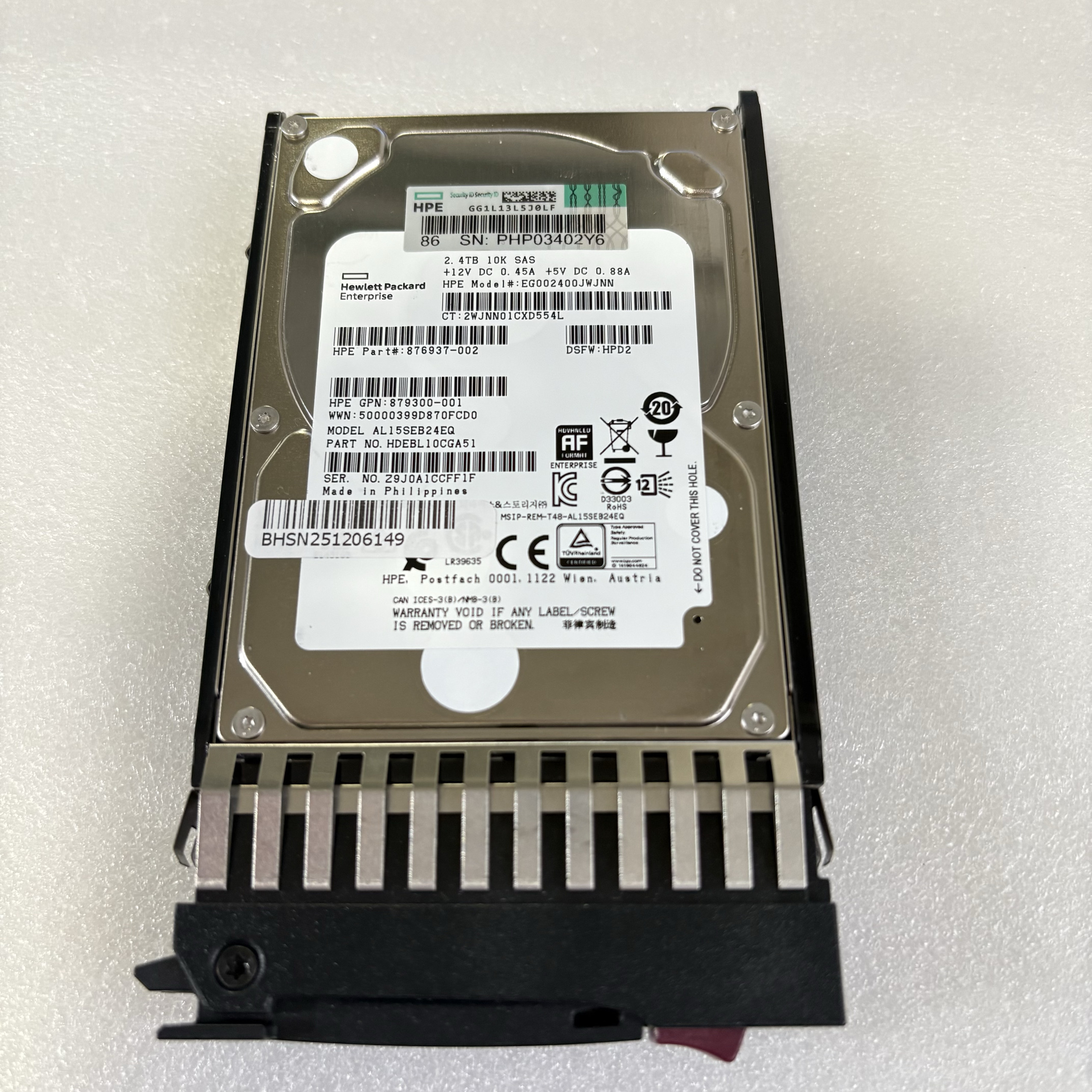 HPE Q2R41A P00441-001 2.4T 2.5 10K SAS 12G MSA2040 存储硬盘