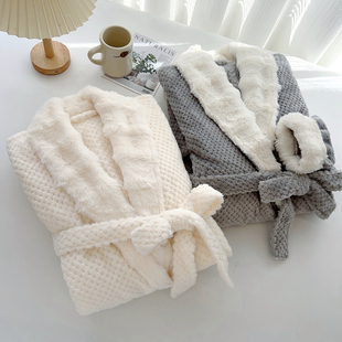 睡衣女冬加厚 秋冬珊瑚绒家居服睡袍浴袍女冬季 高级 出口女式