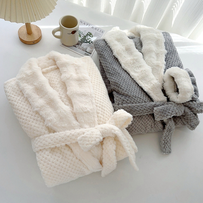 高级 出口女式秋冬珊瑚绒家居服睡袍浴袍女冬季睡衣女冬加厚