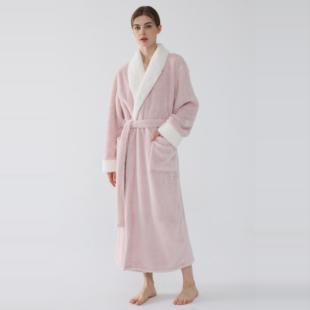 出口外贸浴袍女式浴袍秋冬加绒加厚加长睡袍保暖睡袍家居服