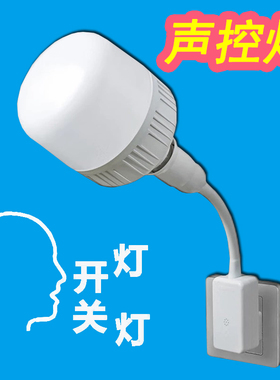 智能语音说话控制开关感应灯人工声控灯座卧室节能喂奶床头小夜灯