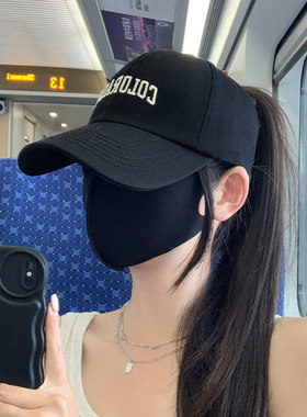 可扎高马尾鸭舌帽女款加大加深显脸小户外棒球帽半空顶遮阳帽子女