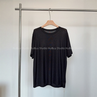 圆领短袖 暗闪亮晶晶凉快宽松垂感显瘦短袖 T恤女夏季 会buy实拍