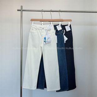 版 早秋新款 型超好显瘦显高四面弹中高腰直筒牛仔裤 会buy实拍