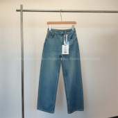 直筒阔腿春 高腰显瘦水洗微茧型牛仔裤 会buy实拍 四面弹弯刀裤