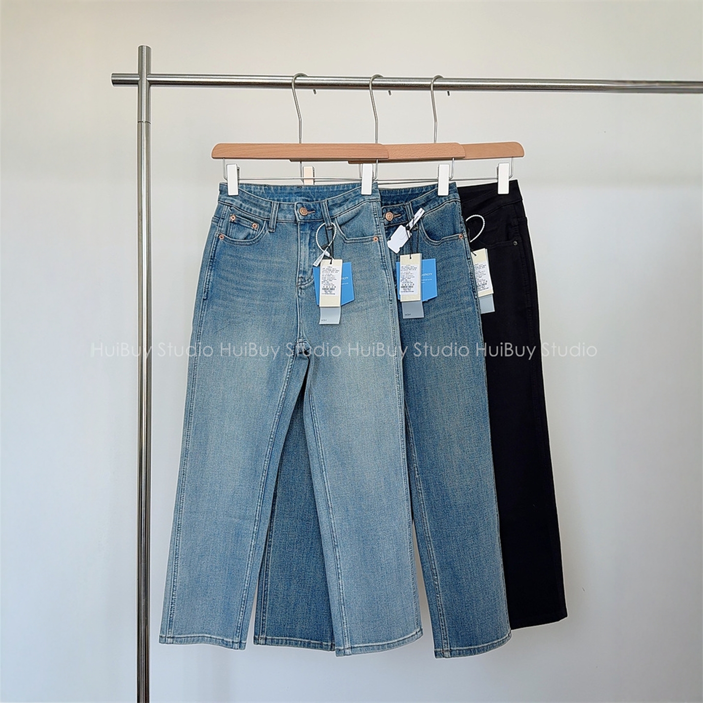 【会buy实拍】显腿长显瘦四面弹高腰九分法棍裤烟管薯条裤牛仔裤