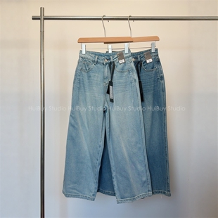 R系茧型裤 复古蓝调后袋刺绣九分裤 高腰气球牛仔裤 会buy实拍