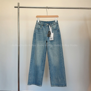 女春季 高腰显高显瘦直筒水洗牛仔裤 大厂出货 阔腿裤 会buy实拍