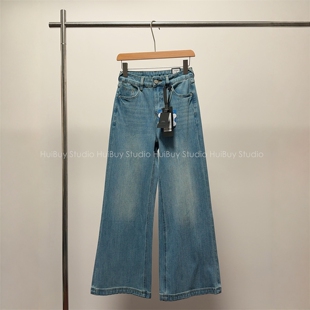 阔腿裤 四面弹高腰显瘦牛仔裤 不贴腿筒喇牛仔 女春 会buy实拍