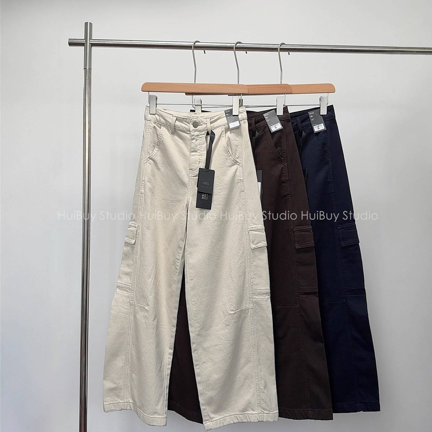 【会buy实拍】火爆裤型 酷帅范加绒磨毛工装弯刀裤宽松直筒裤秋冬