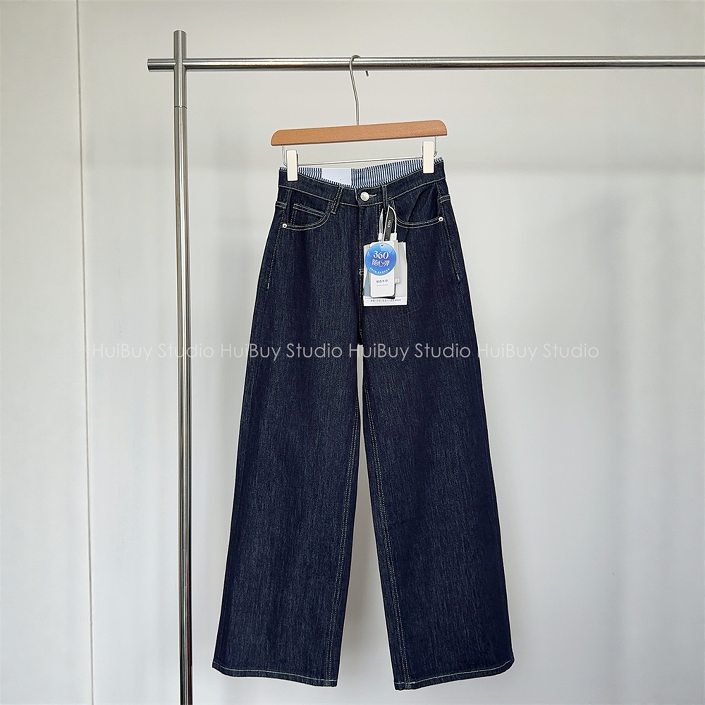 【会buy实拍】版型正 显腿长高腰显瘦宽松直筒阔腿裤女牛仔裤秋新